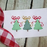 Christmas Tree Trio Machine Embroidery Design - Sketch Stitch